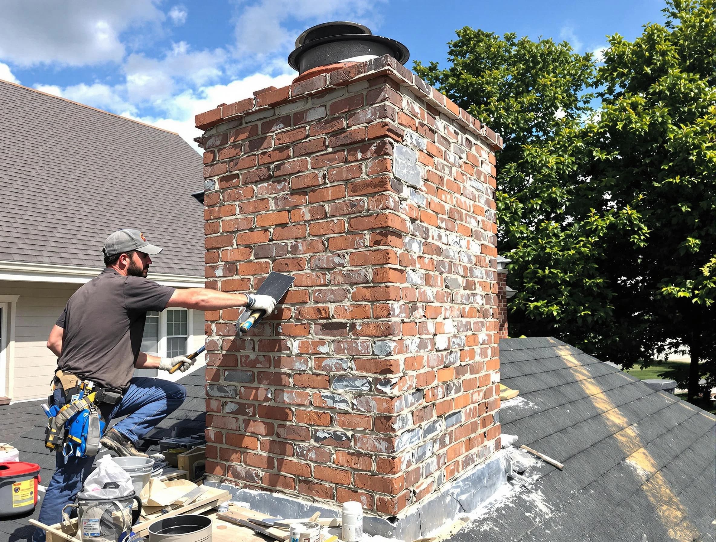 Completed chimney rebuild by Collier Chimney Sweep in Collier, PA