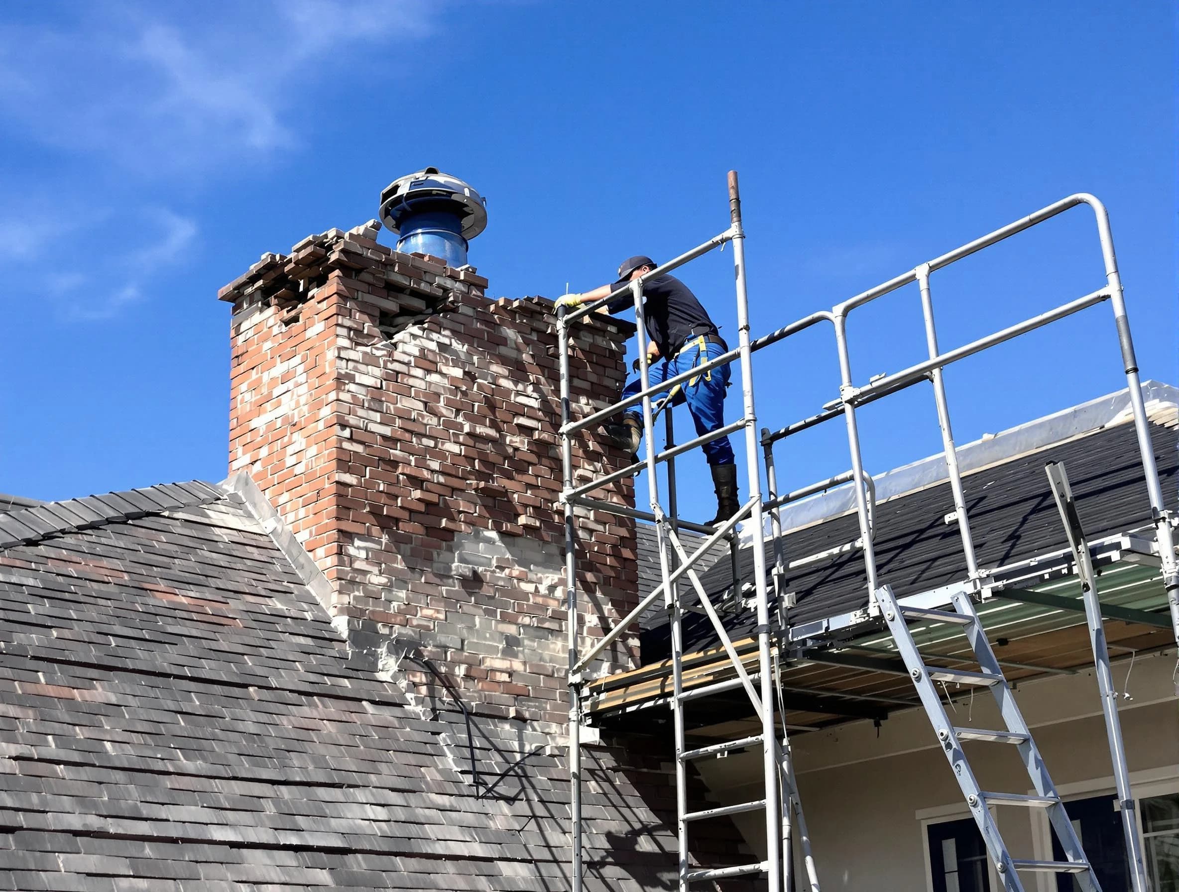 Rebuilding a chimney structure by Collier Chimney Sweep in Collier, PA