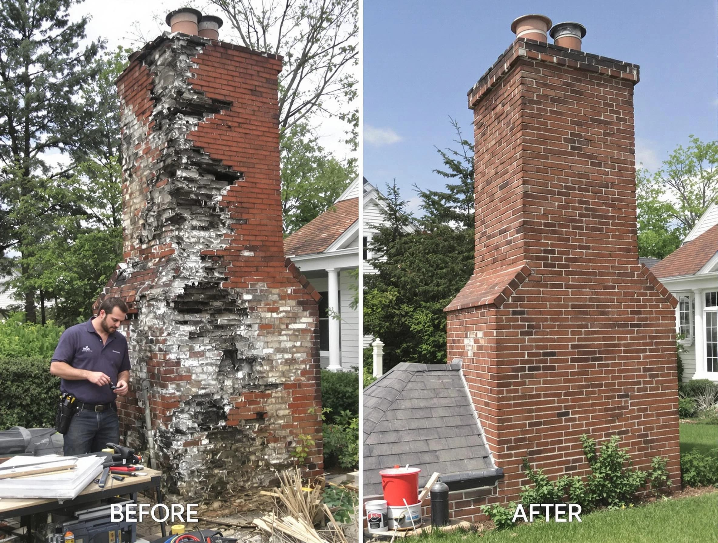 Collier Chimney Sweep performing a full chimney restoration in Collier, PA