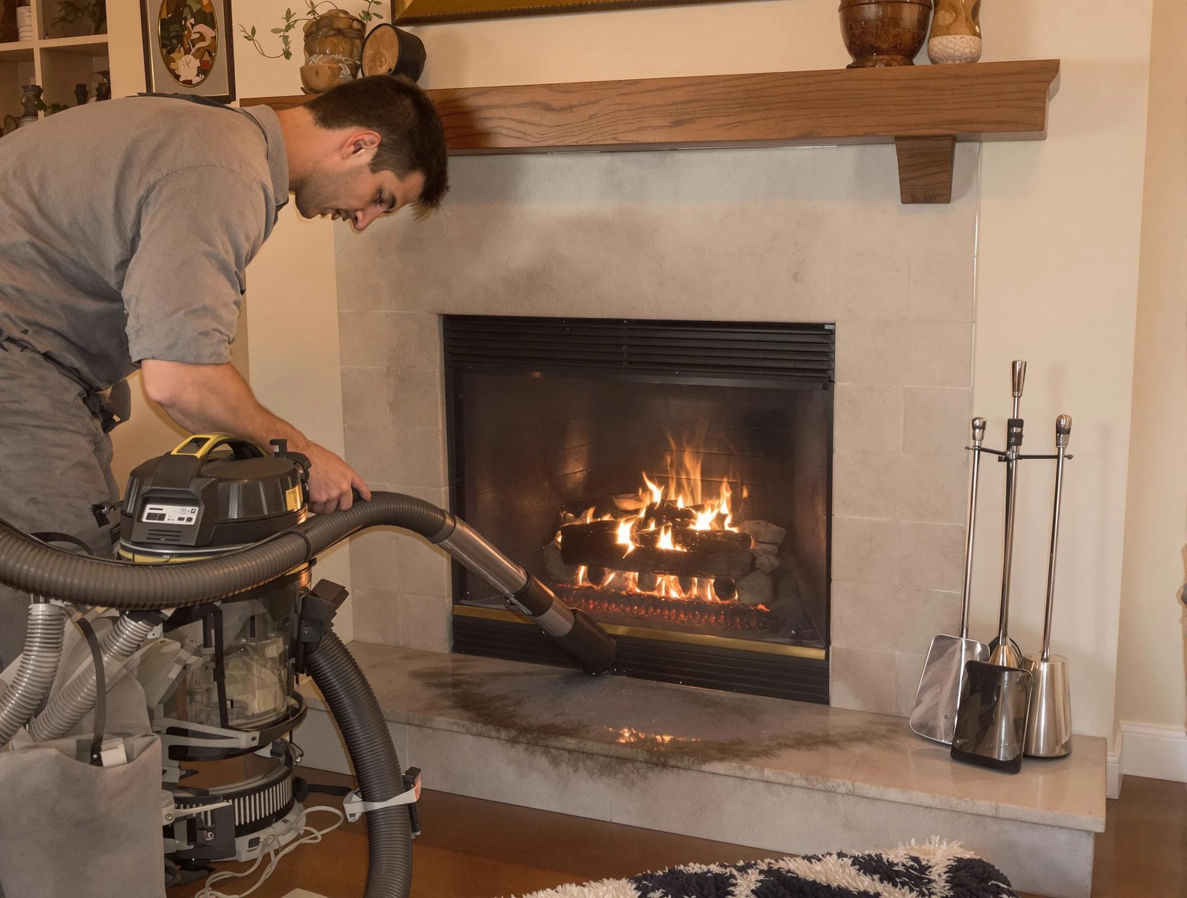Routine fireplace upkeep by Collier Chimney Sweep in Collier, PA