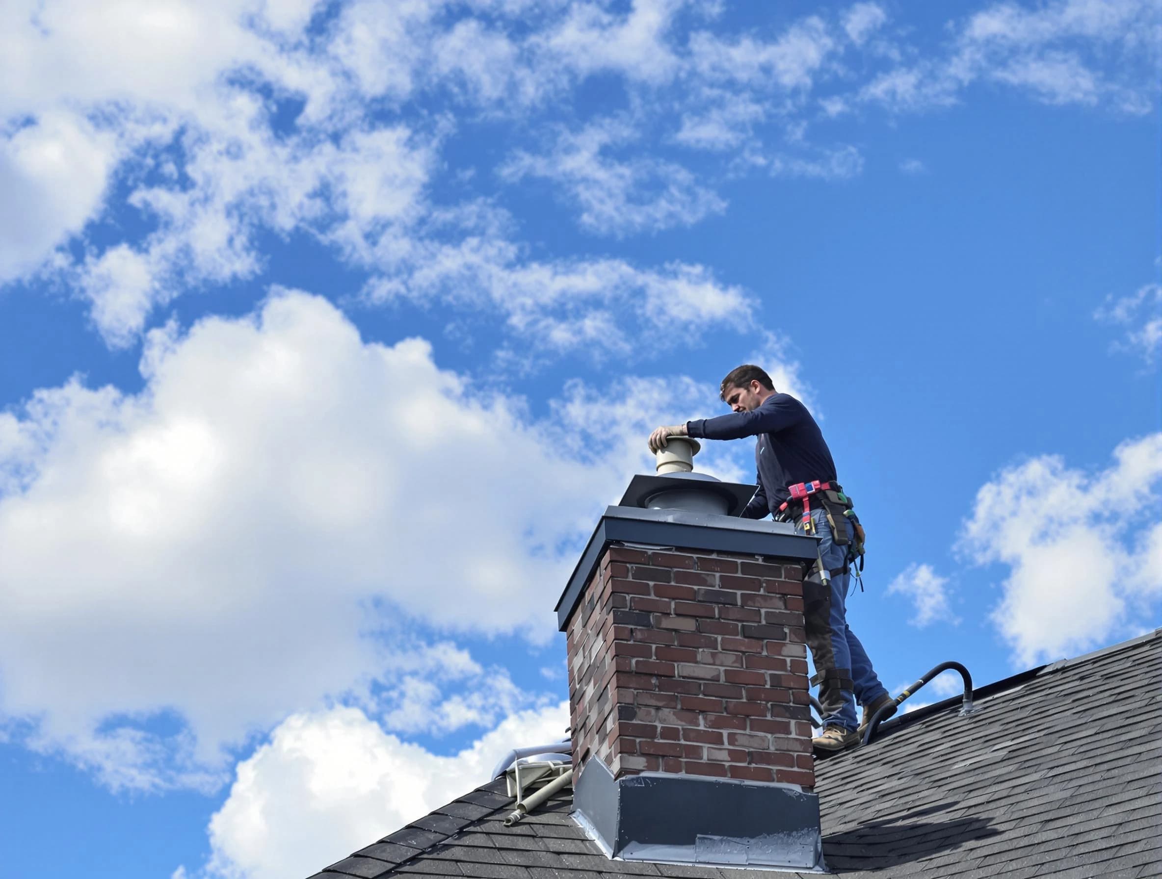 Collier Chimney Sweep installing a sturdy chimney cap in Collier, PA