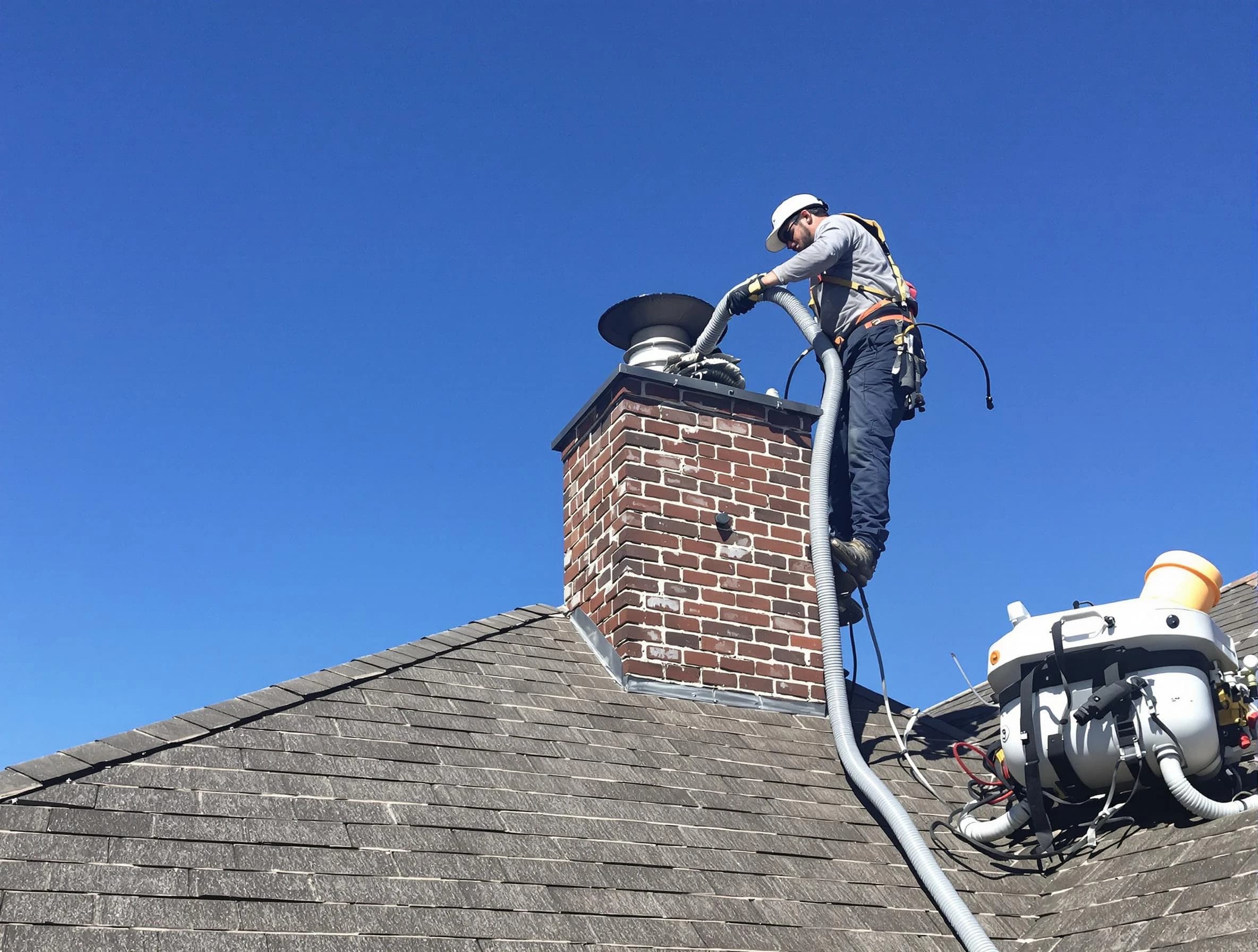 Dedicated Collier Chimney Sweep team member cleaning a chimney in Collier, PA