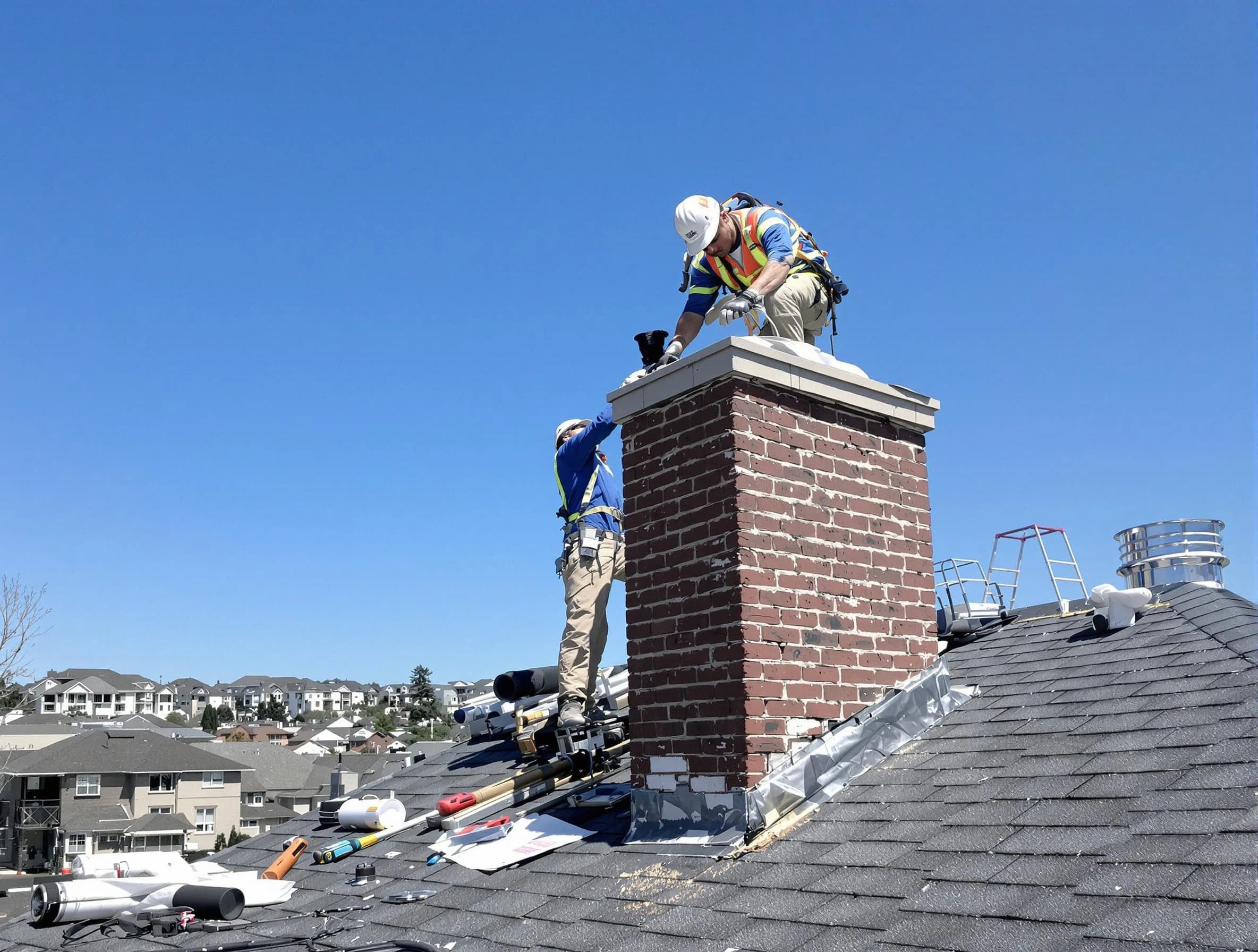 Collier Chimney Sweep repairing a chimney crown in Collier, PA