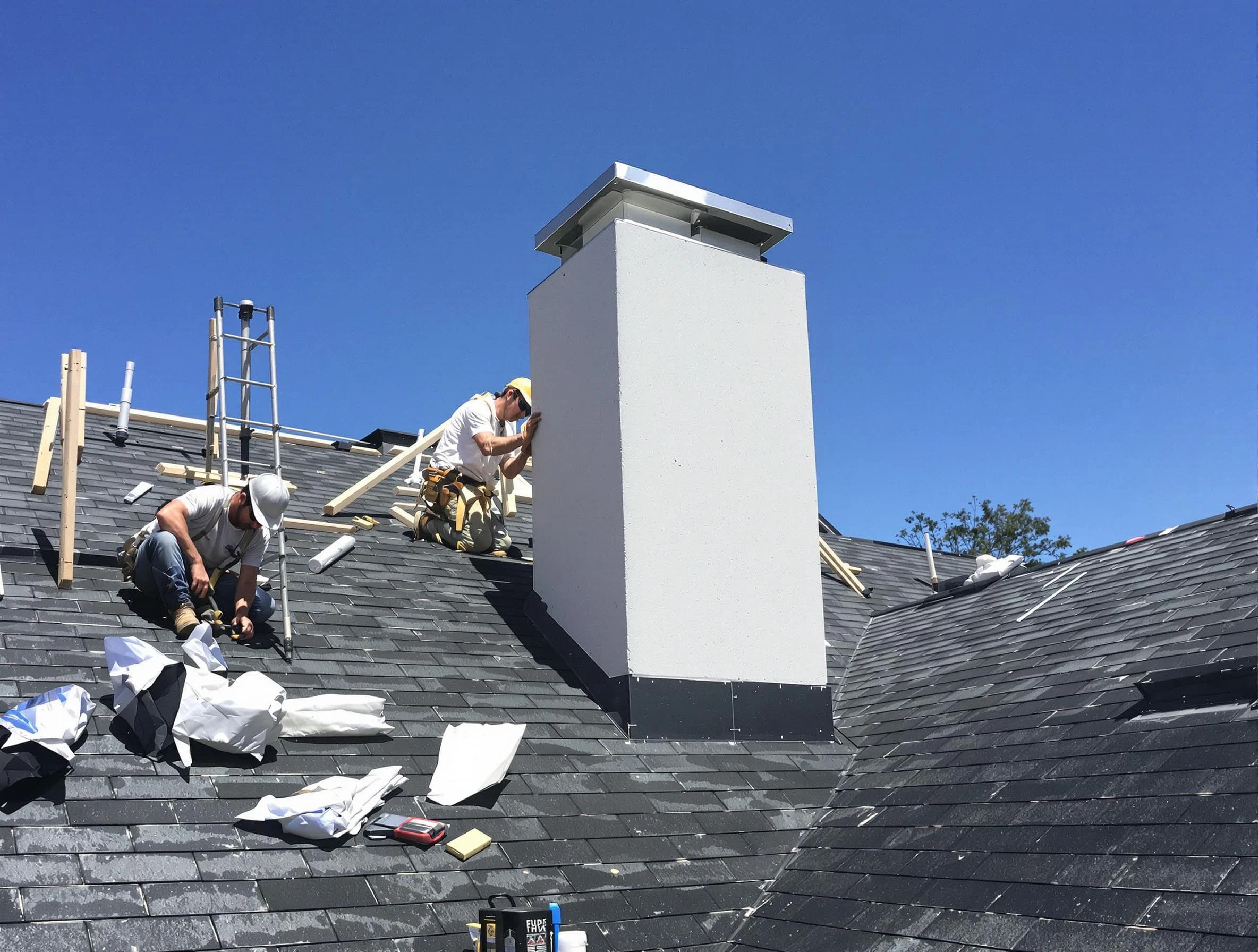 Collier Chimney Sweep crew installing a new chimney in Collier, PA