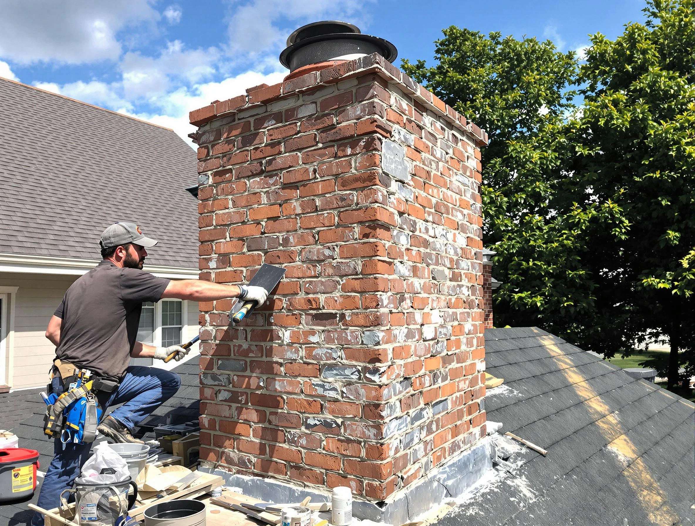 Completed chimney rebuild by Collier Chimney Sweep in Collier, PA