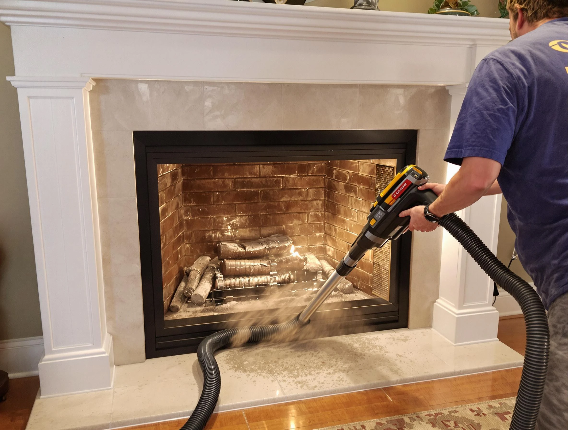 Fireplace cleaning performed by Collier Chimney Sweep in Collier, PA